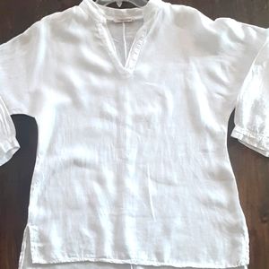 Francesca bettini 100% linen top white long sleeves  shirt